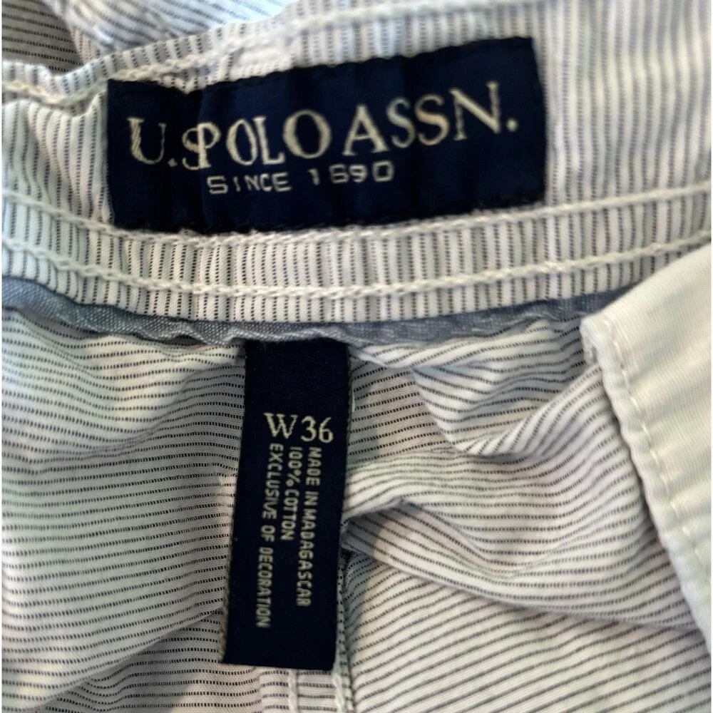 Polo Blue White Striped Embroidered Logo Cotton Shorts Men’s Size 36 Shorts